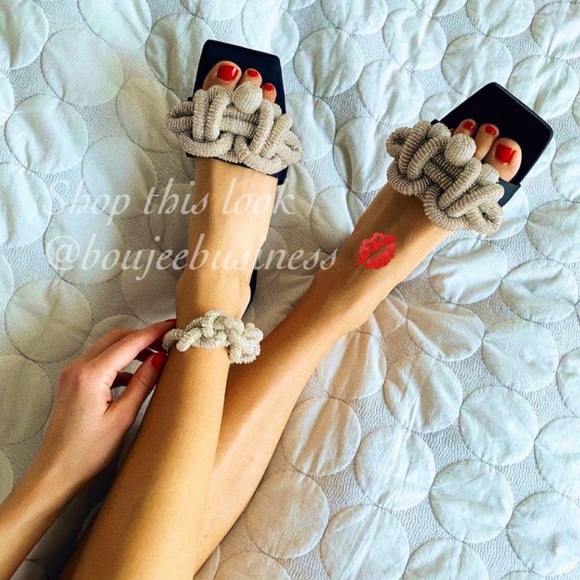 H&M Satin Beaded Slides